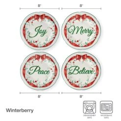 Winterberry® Set Of 4 Red Ribbon Salad Plates -Deals Tableware Store 23 0965 5308110 infographic v2