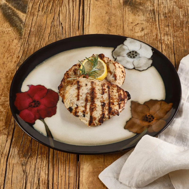 Painted Poppies Oval Platter 5 Painted Poppies Oval Platter - Image 3