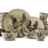 Homespun Rooster 16 Piece Dinnerware Set, Service For 4 -Deals Tableware Store 5177076 16pc