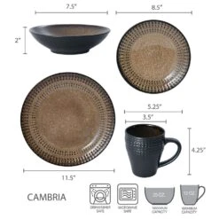 Cambria 16 Piece Dinnerware Set, Service For 4 7 Cambria 16 Piece Dinnerware Set, Service For 4 -Deals Tableware Store 5188138 dimensions