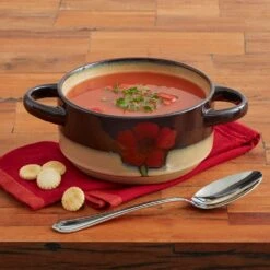 Painted Poppies Double Handled Soup Bowl -Deals Tableware Store 5211364 1