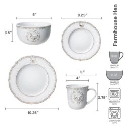Farmhouse Hen Dinnerware Set -Deals Tableware Store 5219155 dimensions 01