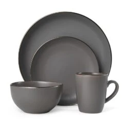 Hadlee Grey 16 Piece Dinnerware Set, Service For 4 -Deals Tableware Store 5254975 3Q