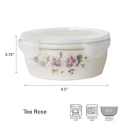 Tea Rose Storage Bowl With Lid -Deals Tableware Store 5257727 dimensions 01