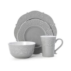Abby Gray 16 Piece Dinnerware Set, Service For 4 -Deals Tableware Store 5267394 3Q