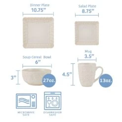 Madeleine 16 Piece Dinnerware Set, Service For 4 -Deals Tableware Store 5270501 Dimension