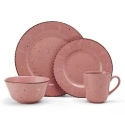 Flamingo Pink 16 Piece Dinnerware Set, Service For 4 -Deals Tableware Store 5274259 4pc onWhite