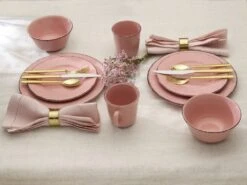 Flamingo Pink 16 Piece Dinnerware Set, Service For 4 -Deals Tableware Store 5274259 PFZ Flamingo Pink Lifestyle Banner