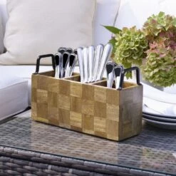Avery Checkered Flatware Wood Caddy -Deals Tableware Store 5276722 Avery Caddy Lifestyle 2