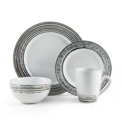 Bryson White 16 Piece Dinnerware Set, Service For 4 -Deals Tableware Store 5281322 Bryson 4pc silo
