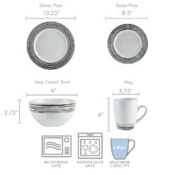 Bryson White 16 Piece Dinnerware Set, Service For 4 -Deals Tableware Store 5281322 dimensions