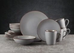 Pierce Gray 16 Piece Dinnerware Set, Service For 4 -Deals Tableware Store 5281784 PierceGray 16pc lifestyle1