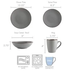 Pierce Gray 16 Piece Dinnerware Set, Service For 4 -Deals Tableware Store 5281784 dimensions