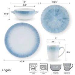 Logan 16 Piece Dinnerware Set, Service For 4 -Deals Tableware Store 5286181 6