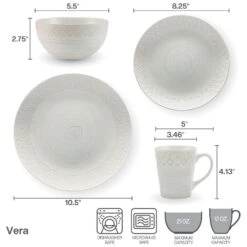 Vera 16 Piece Dinnerware Set, Service For 4 16 Vera 16 Piece Dinnerware Set, Service For 4 -Deals Tableware Store 5286184 6