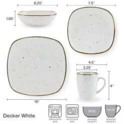 Decker White 16 Piece Dinnerware Set, Service For 4 -Deals Tableware Store 5286197 Pfaltzgraff Decker White 4PC PlaceSetting Infographic