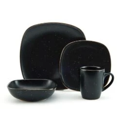 Decker Black 16 Piece Dinnerware Set, Service For 4 -Deals Tableware Store 5286198 Pfalzgraff DeckerBlack 4PC PlaceSetting Silo