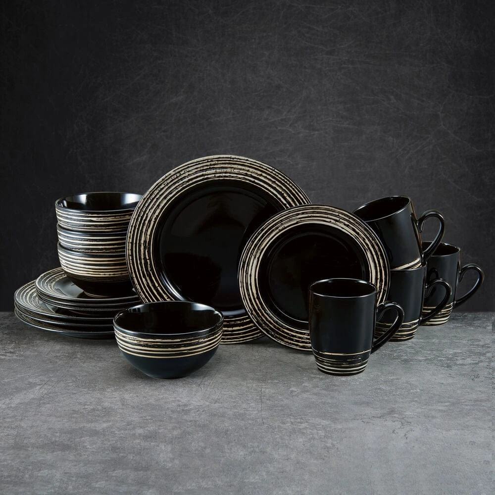 Bryson Black 16 Piece Dinnerware Set, Service For 4 4 Bryson Black 16 Piece Dinnerware Set, Service For 4 - Image 2