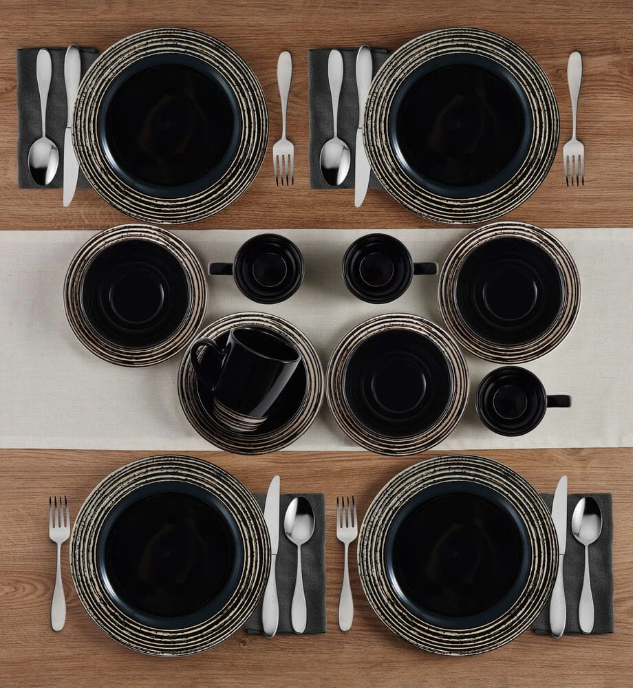 Bryson Black 16 Piece Dinnerware Set, Service For 4 5 Bryson Black 16 Piece Dinnerware Set, Service For 4 - Image 3