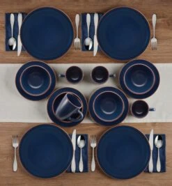 Hunter Blue 16 Piece Dinnerware Set, Service For 4 -Deals Tableware Store 5286598 Hunter Blue 16pc lifestyle 2
