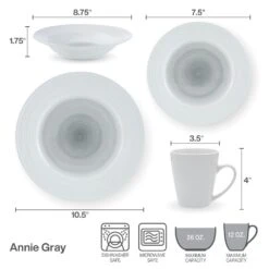 Annie Gray 16 Piece Dinnerware Set, Service For 4 -Deals Tableware Store 5286602 6