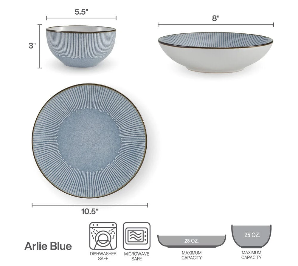 Arlie Blue 12 Piece Dinnerware Set, Service For 4 7 Arlie Blue 12 Piece Dinnerware Set, Service For 4 - Image 5