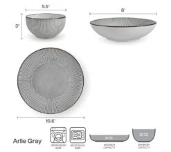Arlie Gray 12 Piece Dinnerware Set, Service For 4 15 Arlie Gray 12 Piece Dinnerware Set, Service For 4 -Deals Tableware Store 5291360 006
