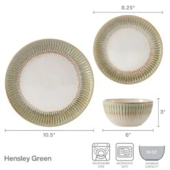 Hensley Green 12 Piece Dinnerware Set, Service For 4 15 Hensley Green 12 Piece Dinnerware Set, Service For 4 -Deals Tableware Store 5291366 PFZ Hensley Green Infographic