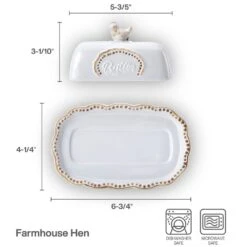 Farmhouse Hen Covered Butter Dish -Deals Tableware Store 5292951 infographic