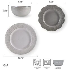 Gia 12 Piece Dinnerware Set, Service For 4 15 Gia 12 Piece Dinnerware Set, Service For 4 -Deals Tableware Store 5293901 PFZ Gia Dinnerware Infographic