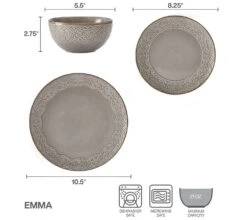 Emma 12 Piece Dinnerware Set, Service For 4 15 Emma 12 Piece Dinnerware Set, Service For 4 -Deals Tableware Store 5293917 006