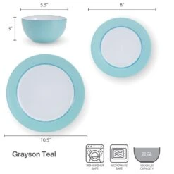 Grayson Teal 12 Piece Dinnerware Set, Service For 4 15 Grayson Teal 12 Piece Dinnerware Set, Service For 4 -Deals Tableware Store 5296690 GraysonTeal dimsinfographic
