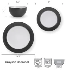 Grayson Charcoal 12 Piece Dinnerware Set, Service For 4 15 Grayson Charcoal 12 Piece Dinnerware Set, Service For 4 -Deals Tableware Store 5296692 GraysonCharcoal dimsinfographic
