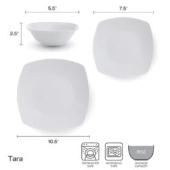 Tara 12 Piece Dinnerware Set, Service For 4 15 Tara 12 Piece Dinnerware Set, Service For 4 -Deals Tableware Store 5296702 SN Tara dims infographic