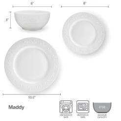Maddy 12 Piece Dinnerware Set, Service For 4 -Deals Tableware Store 5297446 Maddy dimsinfographic