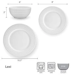 Lexi 12 Piece Dinnerware Set, Service For 4 -Deals Tableware Store 5297472 Lexi dimsinfographic