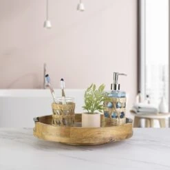 Gray Marble Lazy Susan Serve Tray -Deals Tableware Store 5298048 GB Gray Marble Lazy Susan Bathroom Lifestyle