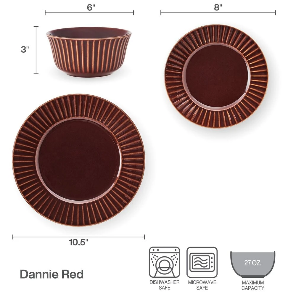 Dannie Red 12 Piece Dinnerware Set, Service For 4 7 Dannie Red 12 Piece Dinnerware Set, Service For 4 - Image 5