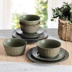 Dannie Green 12 Piece Dinnerware Set, Service For 4 13 Dannie Green 12 Piece Dinnerware Set, Service For 4 -Deals Tableware Store 5305443 LS2 dannie12pcdinnerwareset