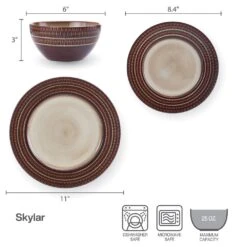 Skylar 12 Piece Dinnerware Set, Service For 4 -Deals Tableware Store PFZ 5296880 Skylar 3pc Dims Infographic Copy