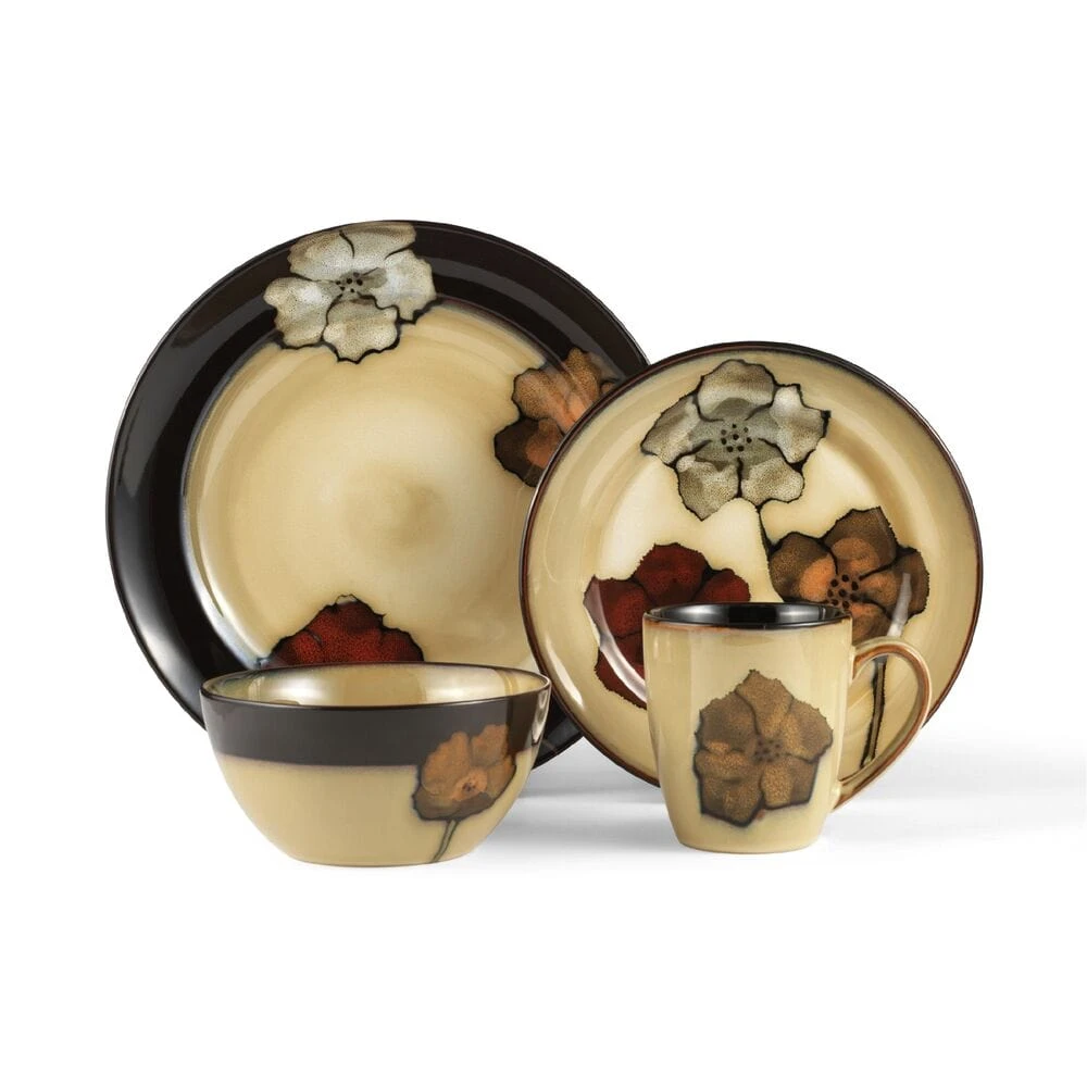 Painted Poppies 16 Piece Dinnerware Set, Service For 4 3 Painted Poppies 16 Piece Dinnerware Set, Service For 4