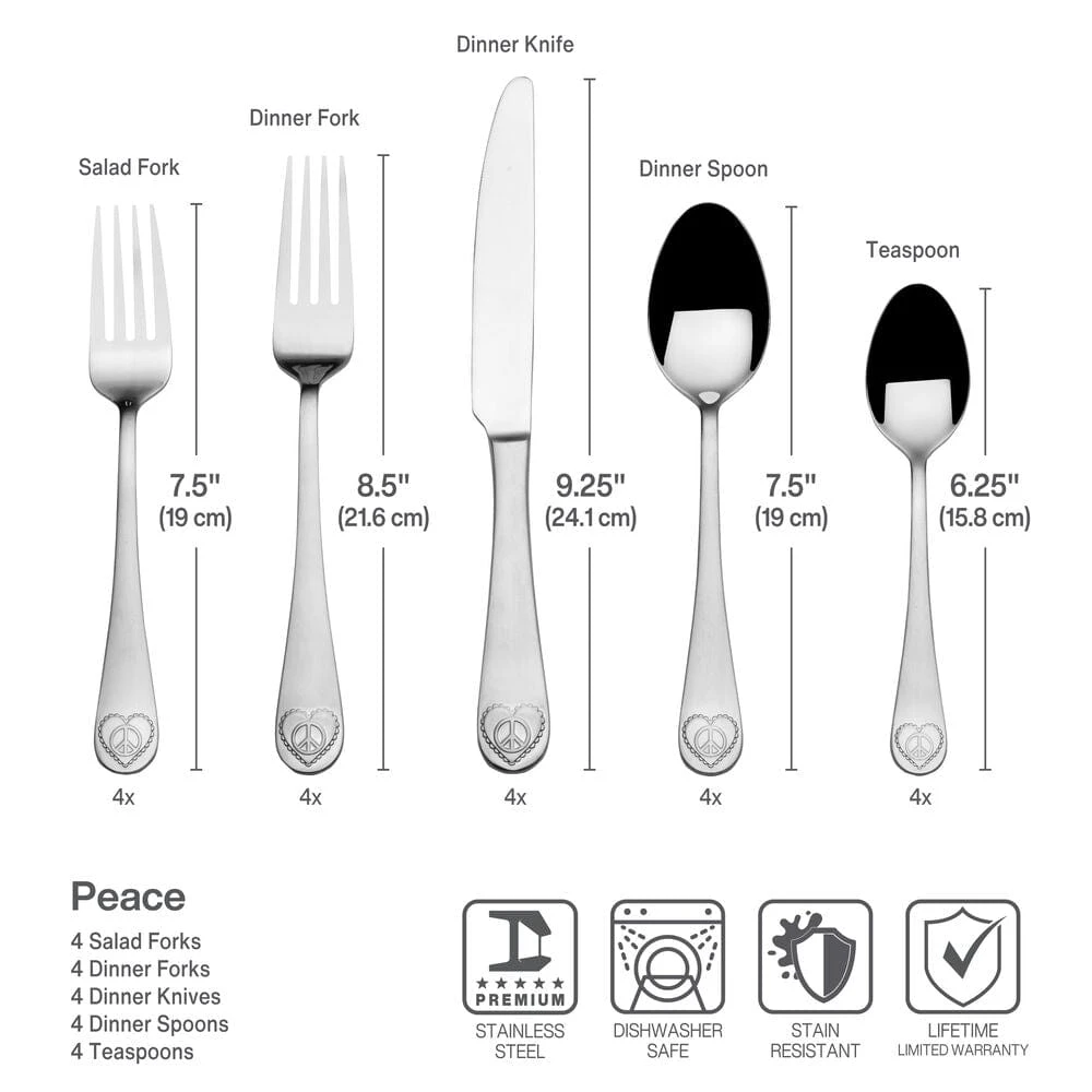 Peace 20 Piece Flatware Set, Service For 4 8 Peace 20 Piece Flatware Set, Service For 4 - Image 6