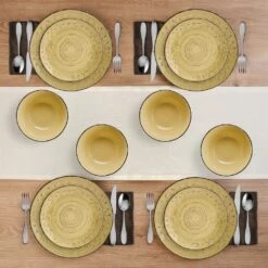 Trellis Sunflower 12 Piece Dinnerware Set, Service For 4 15 Trellis Sunflower 12 Piece Dinnerware Set, Service For 4 -Deals Tableware Store Trellis Sunflower Yellow 12 Piece Dinnerware Set 5312656 3