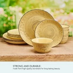 Trellis Sunflower 12 Piece Dinnerware Set, Service For 4 17 Trellis Sunflower 12 Piece Dinnerware Set, Service For 4 -Deals Tableware Store Trellis Sunflower Yellow 12 Piece Dinnerware Set 5312656 5