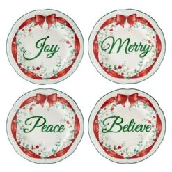 Winterberry® Set Of 4 Red Ribbon Salad Plates -Deals Tableware Store Winterberry Set of 4 Red Ribbon Salad Plates 5308110 5