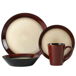 Aria Red 16 Piece Dinnerware Set, Service For 4 -Deals Tableware Store aria red 16 piece dinnerware set service for 4 5109392 1