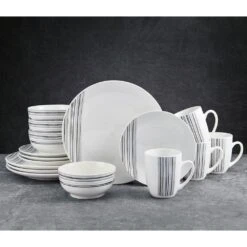 Brushed Lines 16 Piece Dinnerware Set, Service For 4 -Deals Tableware Store brushed lines 16 piece dinnerware set service for 4 5287314 3