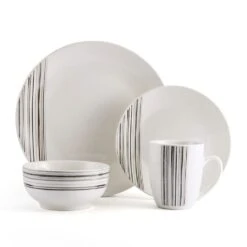 Brushed Lines 16 Piece Dinnerware Set, Service For 4 -Deals Tableware Store brushed lines 16 piece dinnerware set service for 4 5287314 9