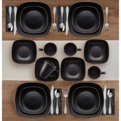 Decker Black 16 Piece Dinnerware Set, Service For 4 -Deals Tableware Store decker black 16 piece dinnerware set service for 4 5286198 3 35255d0a 66cb 445d 989b 021294358cc5