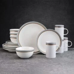 Ezra Grey 16 Piece Dinnerware Set, Service For 4 -Deals Tableware Store ezra grey 16 piece dinnerware set service for 4 5287908 2